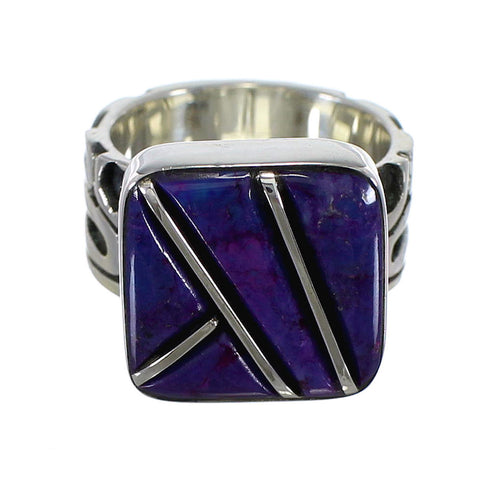 Magenta Turquoise Inlay Southwestern Silver Ring Size 5-3/4 AX61014